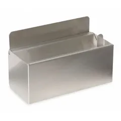 This wall-mounted ash tray is designed for collecting cigarette ash and butts. Constructed with a satin finish, it measures 5 inches in height and 8 inches in width. Suitable for installation in commercial restrooms, building entrances, and outdoor smoking areas.