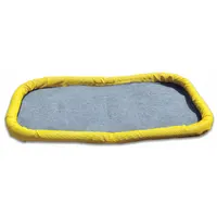 This ULTRATECH filter berm pad measures 24 inches by 30 inches and is colored gray and yellow. It is used for containing fuel, grease, hydrocarbons, and oil in industrial environments such as maintenance areas, equipment yards, and worksites where leaks or drips may occur