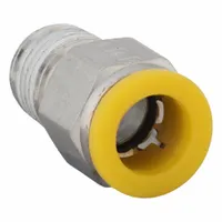 PARKER Push-Fit Adapter Fitting: 10 mm OD x 1/4 in Pipe Size, Push-to-Connect x BSPT, Brass, Silver (MPN W68PLP-10M-4R)