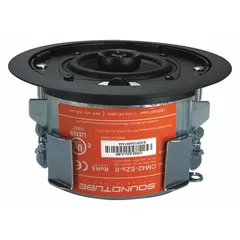 Passive 2-way ceiling-mount speaker for indoor use. Features a 16 ohm impedance and 7 1/2 inch overall width. Suitable for background music and paging in commercial spaces such as offices, retail stores, and conference rooms.
