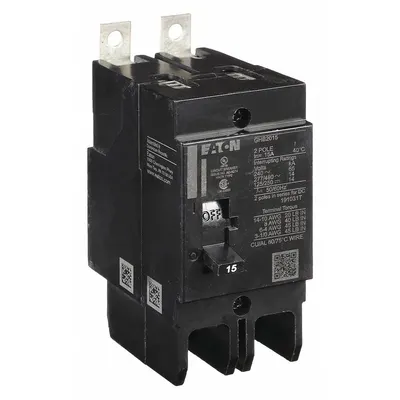 EATON Miniature Circuit Breaker: 15 A, 277/480V AC, Single Phase, 14kA at 277/480V AC - GHB Series, Bolt-On Eaton Cutler-Hammer Miniature Circuit Breakers