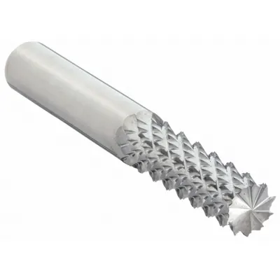 MICRO 100 Solid Router Bit: Diamond Cut, Burr End, 1/4" Cut Dia, 3/4" LOC (MPN RDB-70) - Diamond-Pattern Router Bits for Composites
