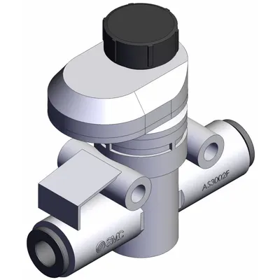 SMC Speed Controller: In-Line Fitting, Screw, 3/8 in Valve Body Size - In-Line Speed Control Valves