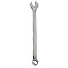 This metric 12-point combination wrench features an 11 mm head size and an offset design for accessing recessed fasteners. Made from alloy steel with a chrome finish, it has an overall length of 7 1/4 inches. Suitable for tightening and loosening bolts in industrial maintenance and repair tasks.