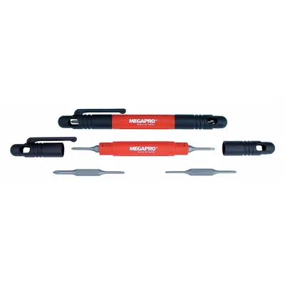 MEGAPRO Multi-Bit Screwdriver: Phillips/Slotted Tip, #0/#00/1.5 mm/2 mm Tip Size - Pocket-Sized Muilt-Bit Screwdrivers