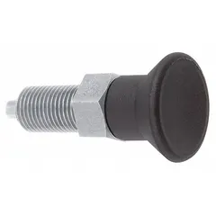 This indexing plunger features a nonlocking pull-knob design for manual engagement and disengagement. The body is made of 18-8 stainless steel, and the plunger is 400 series stainless steel. With an M24x2 thread, it is suited for precise positioning in jigs, fixtures, and machinery where quick adjustments are required.