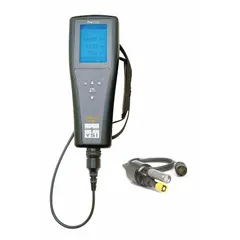This handheld multiparameter meter is configured for dissolved oxygen and temperature measurement. It includes a polarographic DO sensor and a 5908 Cap Membrane Kit (1.25 Mil PE membranes). Reagents are sold separately. Suitable for field or laboratory water testing applications.