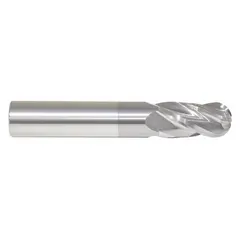 This general purpose carbide ball end mill features a TiCN coating and 4 flutes. With a 1/2" mill diameter, 1-1/2" length of cut, and 4" overall length, it is suitable for creating contoured surfaces, slots, and 3D profiles in ferrous and non-ferrous materials.