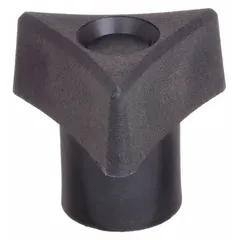 This 3-arm knob features a plastic body with a steel threaded through-hole. The 1.25 in diameter and 1/4"-20 thread size allow for manual adjustment and clamping in fixtures, jigs, and machinery. Suitable for tool-free tightening in assembly and maintenance applications.