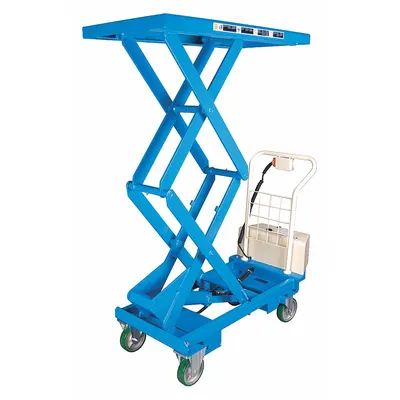 BISHAMON Scissor Lift Table: Powered, 660 lb Load Capacity, 39 3/4 in L x 20 1/2 in W - Powered-Lift & Manual-Push Scissor-Lift Tables