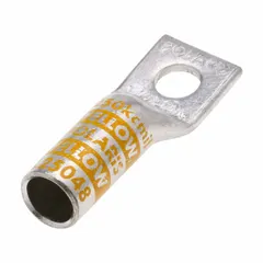 One-hole copper compression lug for terminating 6 AWG to 250 kcmil stranded copper wire on a 1/2 in stud. Uninsulated, designed for crimp termination in industrial power distribution, panel building, and heavy equipment connections.