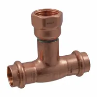NIBCO Crimp Tee: Tee, 2 in CTS x 2 in CTS x 1/2 in Pipe size, Press-fit x Press-fit x FNPT, Copper (MPN 9116545PC)