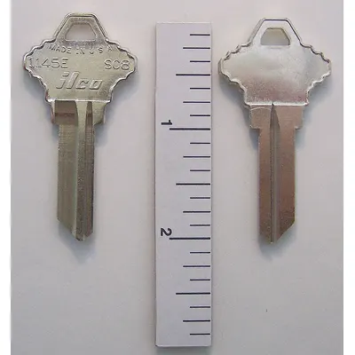 KABA ILCO Key Blank: Compatible with Schlage Locks, Key ID # SC8, 5 Pins, Brass - Door Lock Key Blanks