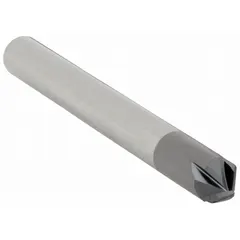 This carbide chamfer mill features an AlTiN coating for wear resistance. With an 82° included angle and 4 flutes, it is suited for creating chamfers, deburring edges, and countersinking in metalworking applications. The 3/4" mill diameter and 3" overall length make it compatible with machining centers and manual mills.
