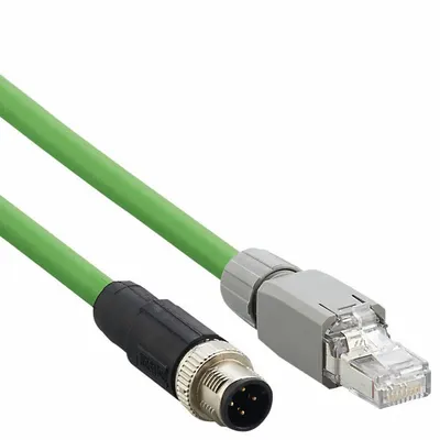 IFM Ethernet Cable: Cat5e, M12 Male Straight x RJ45 Male Straight, 10 m Lg - M12 Connector to RJ45 Connector Cordsets