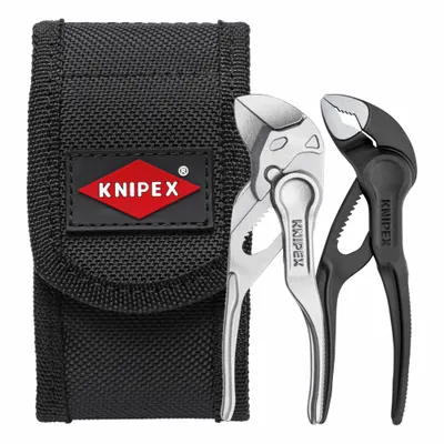 KNIPEX Slip Joint Plier Set: Curved/Flat, Groove Joint, 1 in_3/4 in Max Jaw Opening - Tongue & Groove Pliers Sets