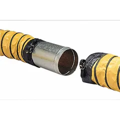 Steel straight duct-to-duct connector with a 20-inch outlet diameter and raised lip. Used to join two sections of ductwork in ventilation systems, providing a secure connection for airflow management.