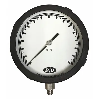 DURO Industrial Compound Gauge: Back Flange, 0 psi to 150 psi, 6 in Dial, 1/4 in NPT Male - Back-Flange Panel-Mount with Stainless Steel Wetted Parts