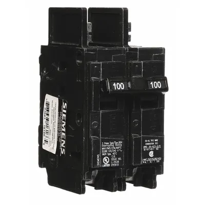 SIEMENS Miniature Circuit Breaker: 100 A Amps, 120/240V AC, 2 Poles - BQ & BQH Series, Bolt-On Siemens Miniature Circuit Breakers