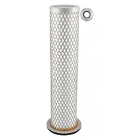 Engine air filter with round-oval shape and axial seal. Outside diameter 2 23/32 in. Suitable for use in J.C. Bamford vehicles. Ensures clean air intake for engine performance