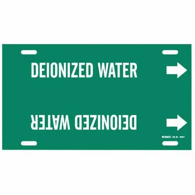 BRADY Pipe Marker: Deionized Water, Green, White, Fits 6 to 7 7/8 in Pipe O.D. - Deionized Water Strap-On Pipe Markers