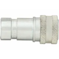 Steel ISO B Series hydraulic quick-connect coupling body with 3/8"-18 thread and 23 lpm max flow rate. Nitrile seal provides leak-free connection. Used in hydraulic systems for quick coupling and uncoupling of lines without fluid loss, typical in industrial machinery and mobile equipment