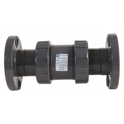 HAYWARD Check Valve: Ball, Inline Valve Body, PVC, 3 in Pipe Size, Flange x Flange - PVC Ball Check Valves