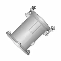 This reverse service watertight receptacle is designed for three-phase, 200 A applications. Rated for 250V DC and 600V AC, it features 4 poles and is suitable for industrial environments requiring reliable power connections for heavy machinery or portable power distribution.
