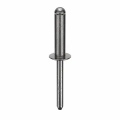 Domed-head blind rivet with 0.249-inch diameter and 2 5/17-inch overall length. Body length is 31/32 inch. Supplied in a 100-piece pack. Used for fastening materials where access is limited to one side, such as in metal, plastic, and composite assemblies.