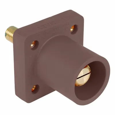 LEVITON Single Pole Receptacle: Brown, Straight Taper Nose Mating, Threaded Stud Termination - Receptacles with Threaded Stud Terminations