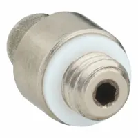 This LEGRIS tube fitting is a metric x push-to-connect adapter made of nylon and nickel-plated brass in a silver finish. It connects 3 mm pipe to a 3 mm OD push-to-connect port, suitable for pneumatic and fluid systems in instrumentation, control panels, and automation lines