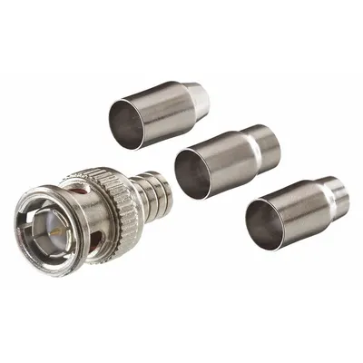 TRIPLETT Universal Coaxial Connector: Male, Connector, Silver, Crimp-On, RG-59/RG-6 - BNC Coaxial Connectors