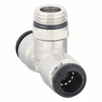 AIGNEP USA Push-Fit Tee Fitting: 12 mm OD x 12 mm OD x 1/2 in Pipe Size, Nickel, Silver, 3 PK (MPN 50210N-12-1/2-PK3)