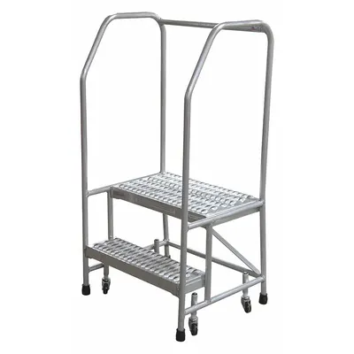 COTTERMAN Rolling Ladder: 1.7 ft Platform Ht, Assembled, Aluminum, Wt-Actuated - Aluminum Weight-Actuated Ladders