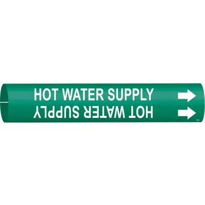 BRADY Hot Water Supply Snap-On Pipe Marker - Hot Water Supply Snap-On Pipe Markers