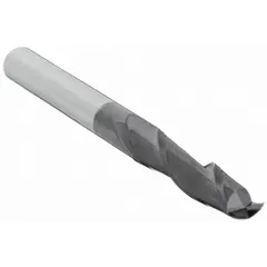 General purpose carbide square end mill with AlTiN coating for wear resistance and heat protection. Features 2 flutes, 7/16" mill diameter, 2" length of cut, and 4" overall length. Suitable for milling metals, plastics, and composites in industrial manufacturing, tool and die shops, and maintenance operations.