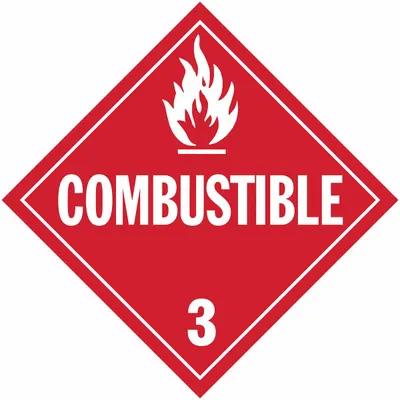 STRANCO Container Placard: Combustible, 10 3/4 in x 10 3/4 in, 10 3/4 in Label Ht - Class 3: Flammable Liquids