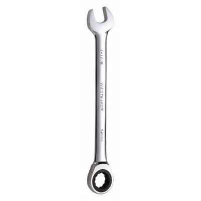 WESTWARD Combination Wrench: Alloy Steel, Chrome, 1 1/16 in Head Size, 14 in Overall Lg - SAE 12-Point Ratcheting Combination Wrenches