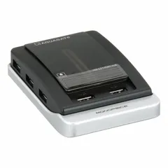 This USB 2.0 hub expands a single USB port into seven ports, enabling connection of multiple peripherals such as keyboards, mice, flash drives, or printers. It includes a power adapter to support bus-powered devices. The hub features a black finish and a 3 ft cable.