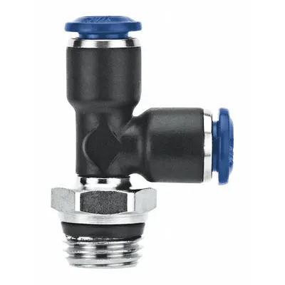 AIGNEP USA Push-Fit Tee Fitting: 1/4 in OD x 1/8 in Pipe x 1/4 in OD Size - Nylon & Nickel-Plated Brass Tube Fittings