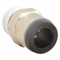 This LEGRIS tube fitting is a push-to-connect adapter with a male BSPT thread, made of nylon and nickel-plated brass. It connects 6 mm OD tubing to 1/8 in pipe size. Suitable for pneumatic and fluid-handling systems requiring a compact, leak-free joint. Supplied in a 10-pack