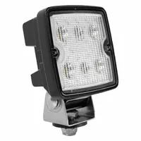 This GROTE floodlight is an LED flood type with a black housing and an overall width of 3 15/16 inches. It features a Deutsch electrical connection and is ECE compliant. Suitable for wide-area illumination on vehicles such as off-road, construction, agricultural, and heavy-duty trucks