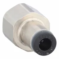 Nickel-plated brass and nylon push-to-connect adapter fitting for connecting 4 mm OD tubing to 1/8 in FBSPP threaded ports. Suitable for pneumatic systems and fluid-handling applications requiring quick, leak-free connections. Supplied in a 10-pack