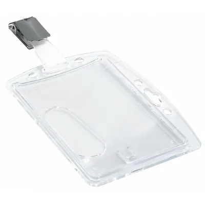 DURABLE Badge Holder: Strap, Horizontal/Vertical, 4 in Badge Pouch Wd, 2 13/16 in Badge Pouch Ht - Clips for Badges