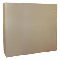 This 316 stainless steel enclosure measures 30 x 30 x 8 inches and is rated NEMA 12/13/3R/4/4X. It features a hinged cover with a 1/4-turn latch. Knockouts are not included. Typical applications include protecting electrical controls and instruments in industrial environments requiring corrosion resistance