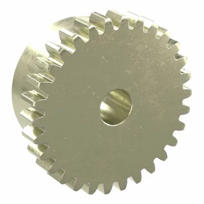 KHK GEARS Spur Gear: Module m 0.8, 30 Teeth, 5 mm Bore Dia, Brass, 20° Pressure Angle - Metric Spur Gears with Standard Hub