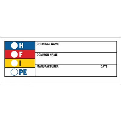 BRADY HMIG Label: 1 1/2 in Ht, 3 7/8 in Wd, Paper, Adhesive, 3 7/8 in x 1 1/2 in - Safety