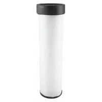 Engine air filter with round-oval shape and radial seal design. Overall height 13 1/8 in. Compatible with Manitou vehicles. Used in engine air intake systems to filter incoming air