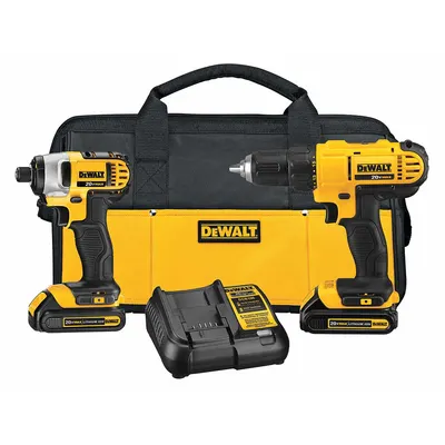 DEWALT Cordless Tool Combination Kit: 2 Tools, Drill/Impact Driver, 20 V DC Volt - DEWALT 20V Cordless Tool Combination Kits