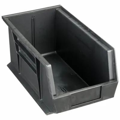 QUANTUM STORAGE SYSTEMS Hang and Stack Bin: 8 1/4 in x 14 3/4 in x 7 in, Black - ESD Static-Control Plastic Bins